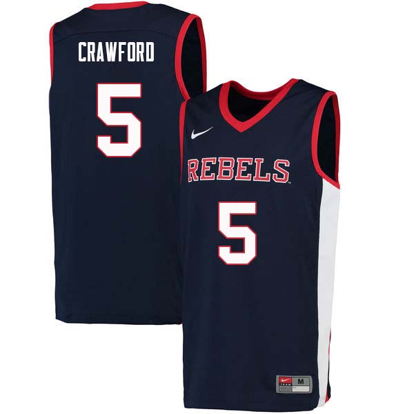 Men #5 Markel Crawford Ole Miss Rebels College Basketball Jerseys Sale-Navy - Click Image to Close